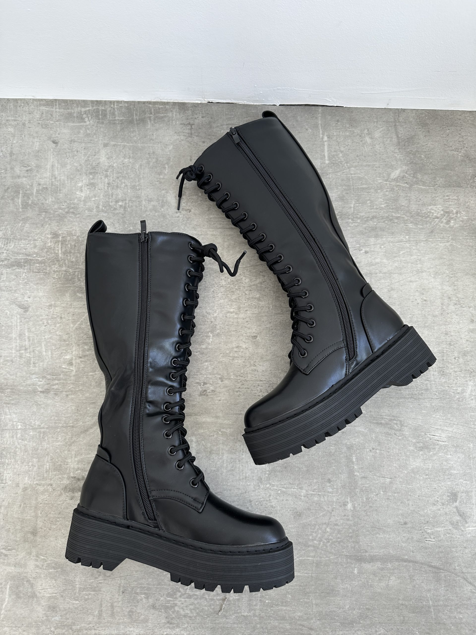 Sibel Black Chunky Knee High Boots – The Muse Shoes